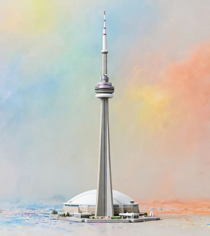 Full-color architectural model of the CN Tower